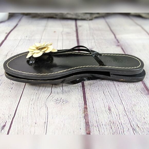 J.Crew Italian Leather Capri Posie Black Sandals - Picture 13 of 13